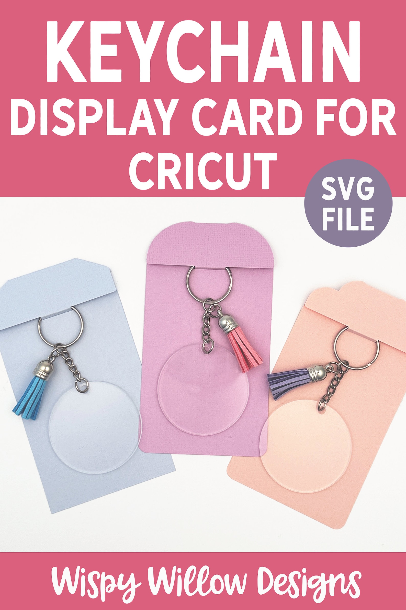 Keycard Printable Keychain Display Card Template SVG for Cricut, Keyring Packaging ...