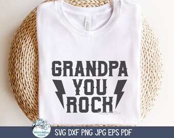 Grandpa You Rock SVG for Cricut, Rock N Roll Grandparent Tshirt Design PNG, Father's Day Gift, Grandfather Shirt File, Vinyl Decal Cut File