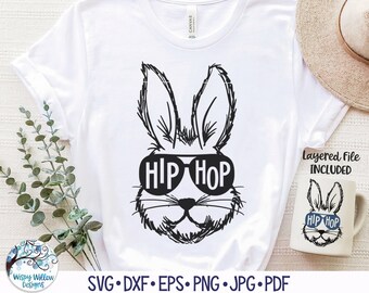 SVG de Coelho Hip Hop, SVG de Páscoa, SVG de Coelho da Páscoa, Coelho com Óculos de Sol, SVG de Coelho Engraçado da Páscoa, Coelho Hip Hop, PNG de Coelho