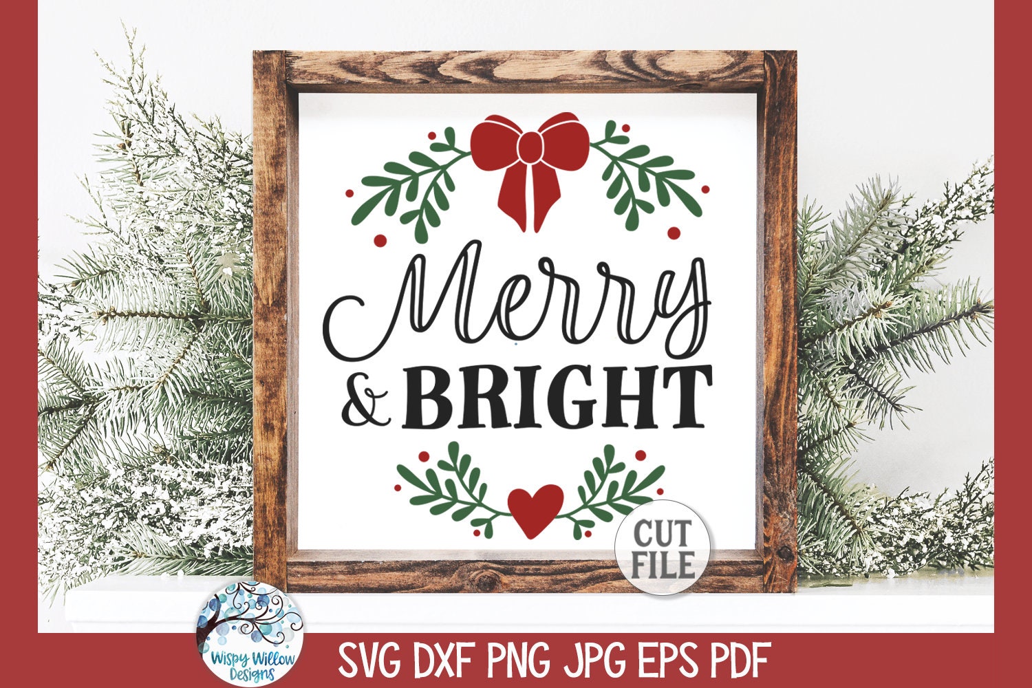 Merry and Bright SVG for Cricut, Christmas Round Front Door Hanger Sign ...