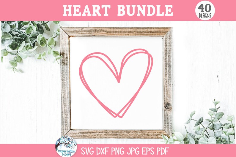 Heart SVG Bundle for Cricut, Doodle Heart Silhouette Clip Art PNG JPG ...