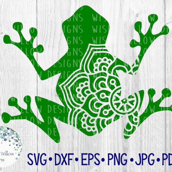 Frog Mandala SVG, Tree Frog Silhouette Design, Amphibian Clipart PNG jpg, Mandala Animal SVG, Toad Mandala, Vinyl Decal Cut File for Cricut
