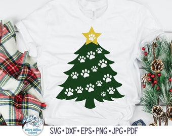 Paw Print Christmas Tree SVG, Christmas Tree with Dog Paw Prints, Pet Christmas Tree Svg, Animal Christmas Png, Vinyl Decal File for Cricut