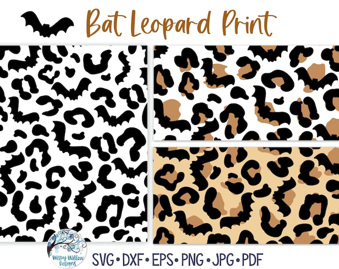 Leopard Bat Pattern Svg, Bat Cheetah Pattern Svg, Halloween Digital ...