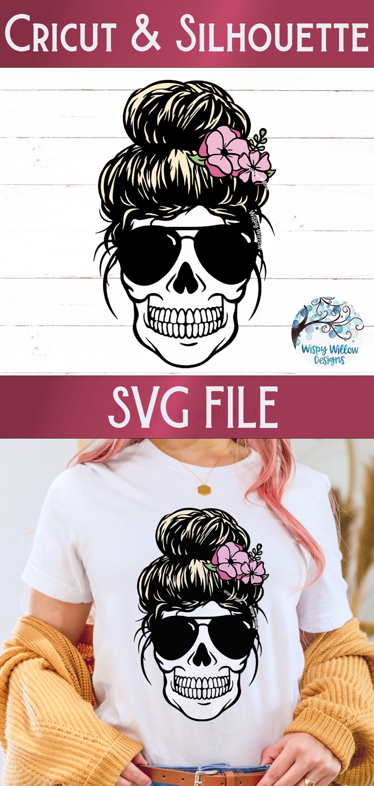 Skull Mom SVG Messy Bun SVG Mom Bun Svg Mom Skull Svg - Etsy Canada