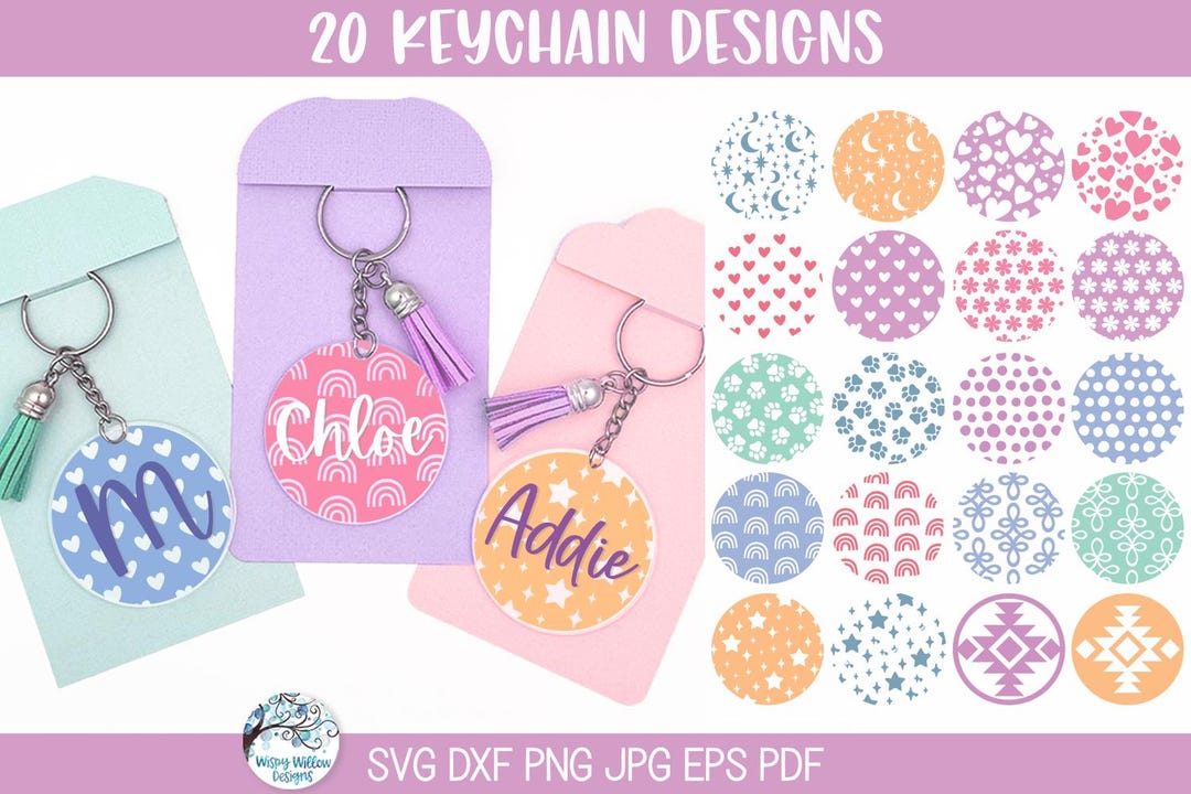 Keychain Background Pattern SVG Bundle for Cricut, Personalized Cute ...