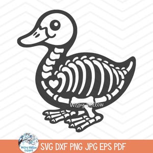 Enten-Skelett SVG für Cricut, Tier-Vogel-Skelett Knochen Clipart JPG, Herbst-Halloween-Stockente Ente, niedliches lustiges Tierdesign PNG
