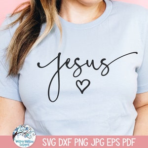 Jesus SVG for Cricut, Christian Church Shirt Design for Women, Jesus Christ Cursive Script, Religious SVG Png Jpg Download File
