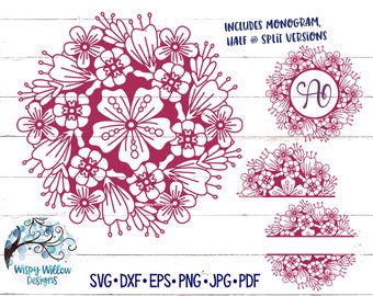 Spring Mandala Bundle SVG, DXF, png, Floral Mandala Svg, Flower Mandala Svg, Monogram Border, Spring Svg, Half Mandala, Monogram Mandala