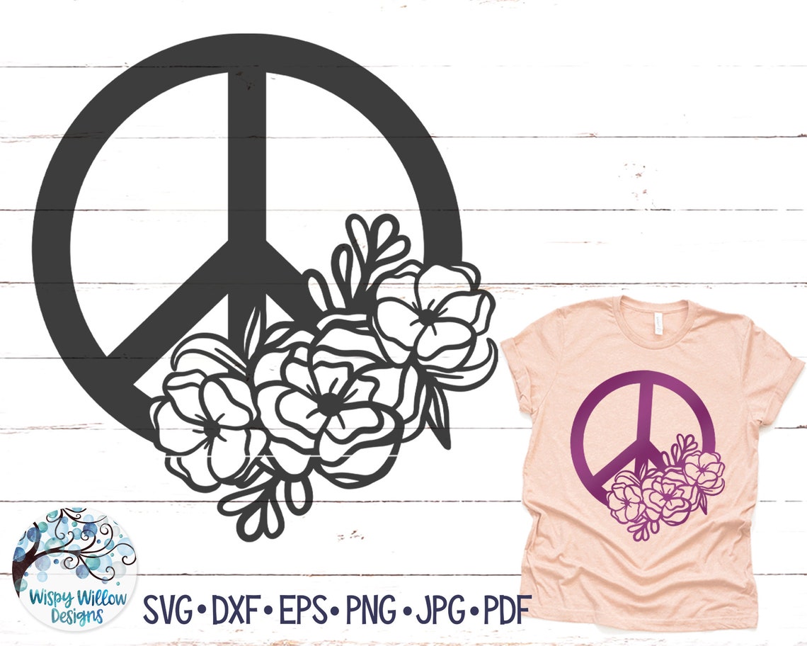 Peace Sign With Flowers SVG DXF Png Peace Sign Svg Floral - Etsy