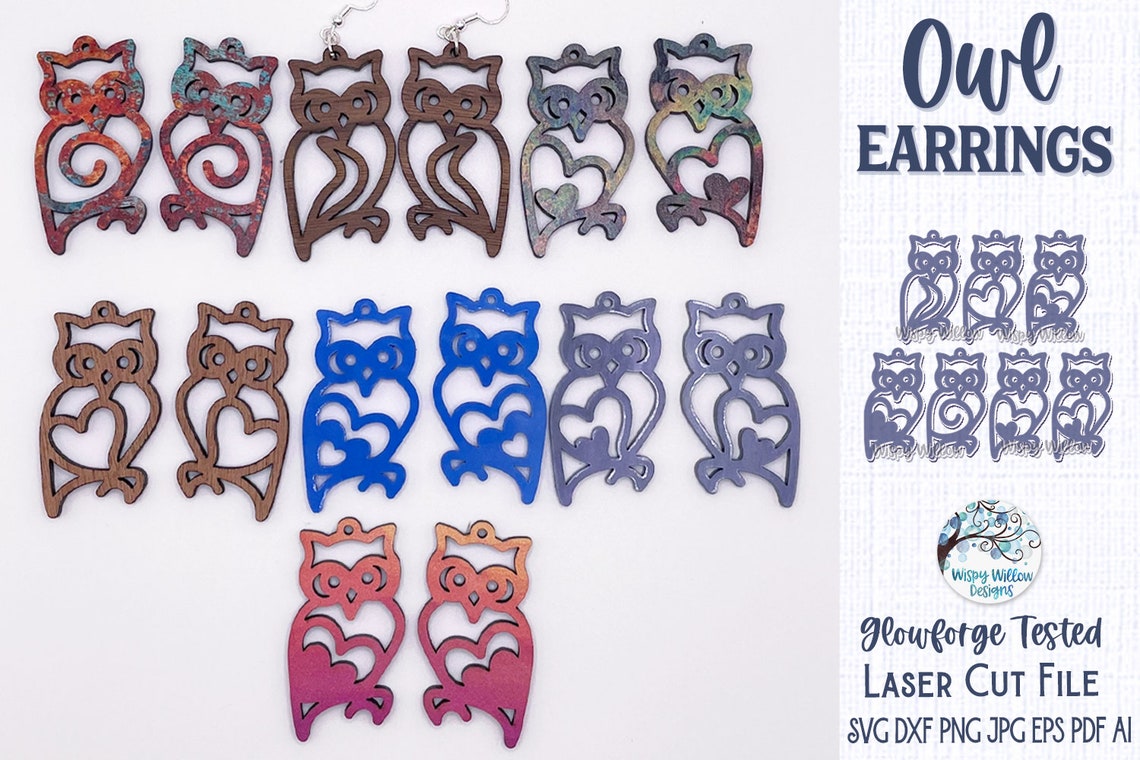 Owl Earring File SVG for Glowforge or Laser Cutter Bird - Etsy