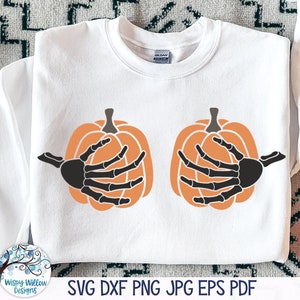 Kürbis Brüste SVG für Cricut, Halloween Skelett Hände, lustiges Halloween Shirt für Frauen, Sexy Halloween - SVG Png Download