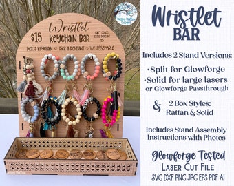 Wristlet Bar Stand File for Glowforge or Laser Cutter, SVG, AI, Keychain Holder File, Laser Cut Keychain, Bracelet Craft Show Display Design