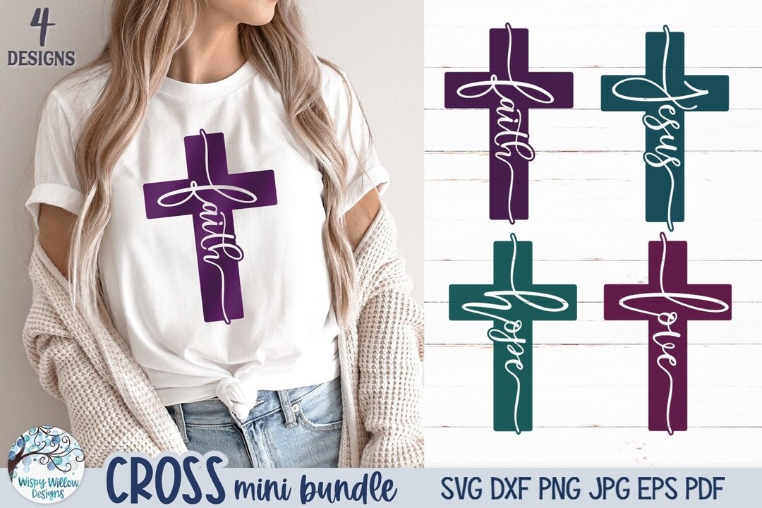 Cross SVG Bundle for Cricut Christian Cross With Inspiring Word ...