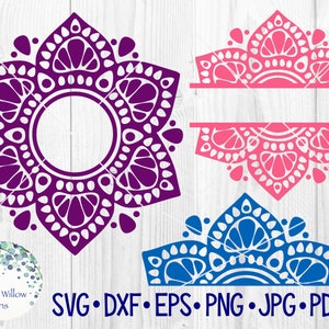 Mandala Bundle SVG for Cricut, Mandala Monogram Border, Split Mandala, Half Mandala SVG, Boho Vinyl Decal Cut File for Silhouette