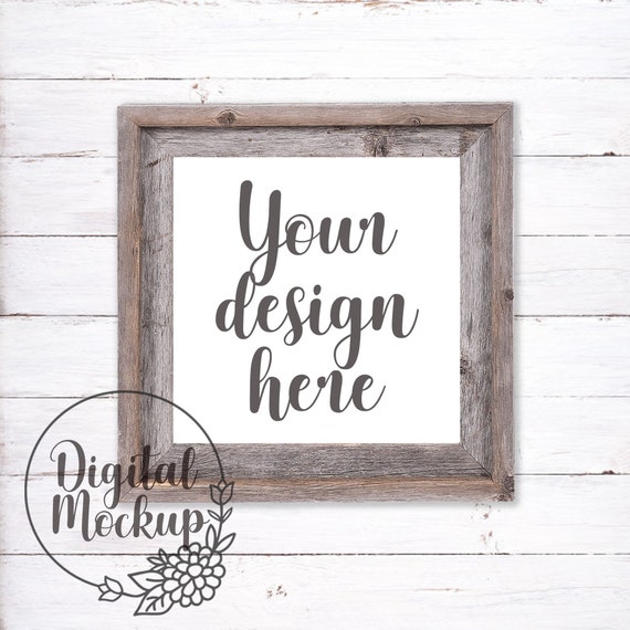 Square Wood Frame Mock Up Farmhouse Psd Png Picture Etsy