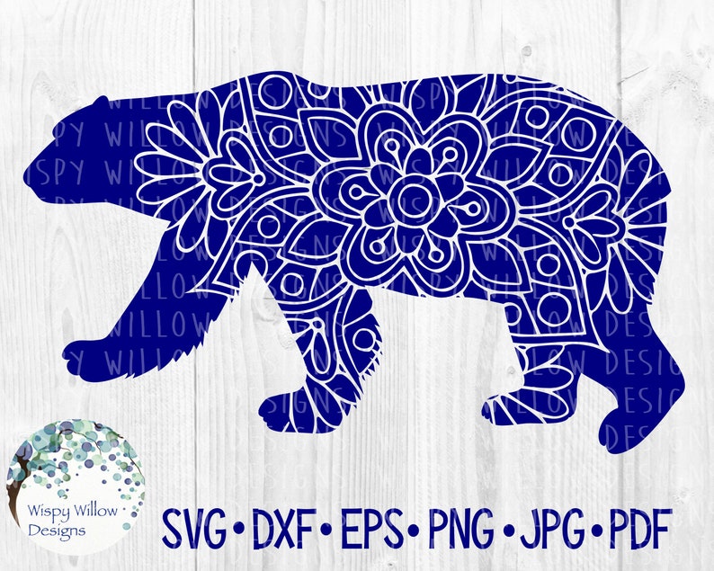 Download Polar Bear Floral Mandala SVG DXF png eps jpg Digital | Etsy