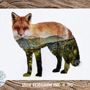 Premium Photo  Contemporary abstract art double exposure of red fox and  forest landscape superb