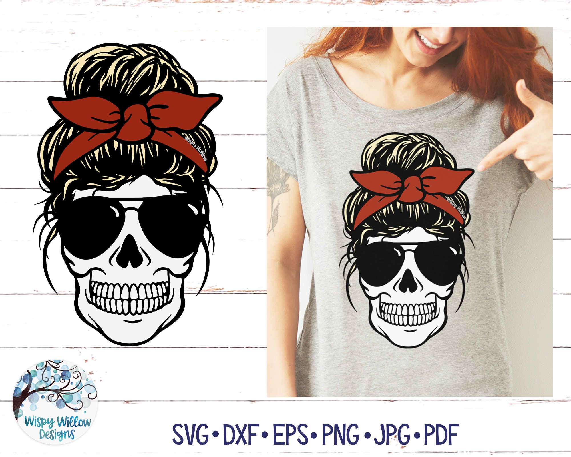 Download Skull Mom with Messy Bun SVG Messy Bun SVG Sublimation Skull | Etsy