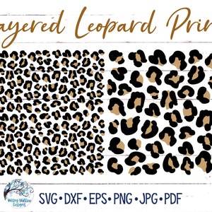Gelaagde Leopard Print SVGs, Leopard Spots SVG, Cheetah Print, Twee kleuren gelaagde Leopard patroon voor Cricut, Animal Print Vinyl Decal File