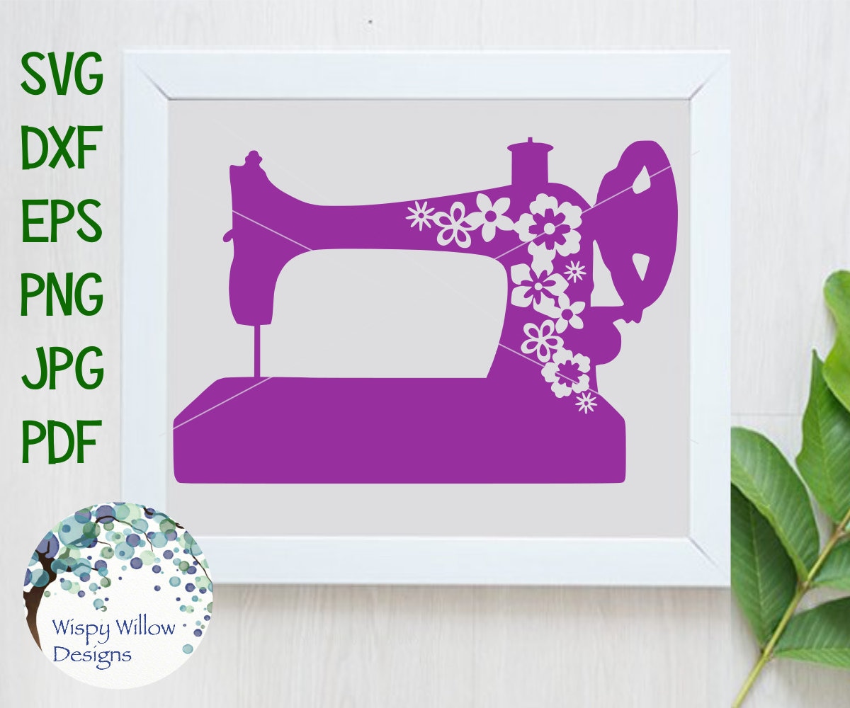 Download Sewing Machine Floral Cut File SVG DXF PDF png Cricut | Etsy