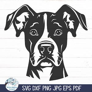 Pitbull SVG, Dxf, Dog Face Vector Clipart PNG, Dog Silhouette, Dog Lover, Pet Owner, Vinyl Decal File for Cricut, Cute Dog Head JPG