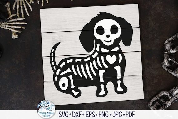 Dachshund Dog Skeleton SVG, Halloween Skeleton Dog SVG, Halloween Weiner Dog, Animal Skeleton, Pet Skeleton Png, Vinyl Decal File for Cricut