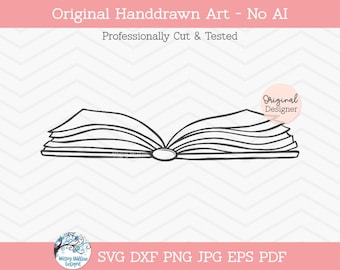 Open Book Svg, Reading Svg, Read, Love To Read, Book With Pages Open Svg, Cute Book Svg, Book Jpg, Dxf, Png, Vinyl Decal File for Cricut