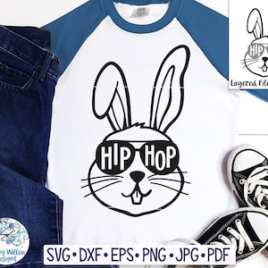 Hip Hop Bunny Rabbit SVG File for Cricut, Funny Easter Bunny PNG, Toddler Boy Shirt Design, Cute Rabbit with Sunglasses, Vinyl Decal File