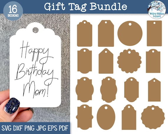 Gift Tag SVG File Bundle for Cricut, Blank Paper Tag Shapes for Presents, Cardstock Label Price Tag, Christmas Tag, Product Tag SVG Download