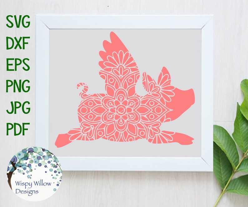 Download Flying Pig Mandala SVG DXF jpg png eps Flying Pig SVG | Etsy