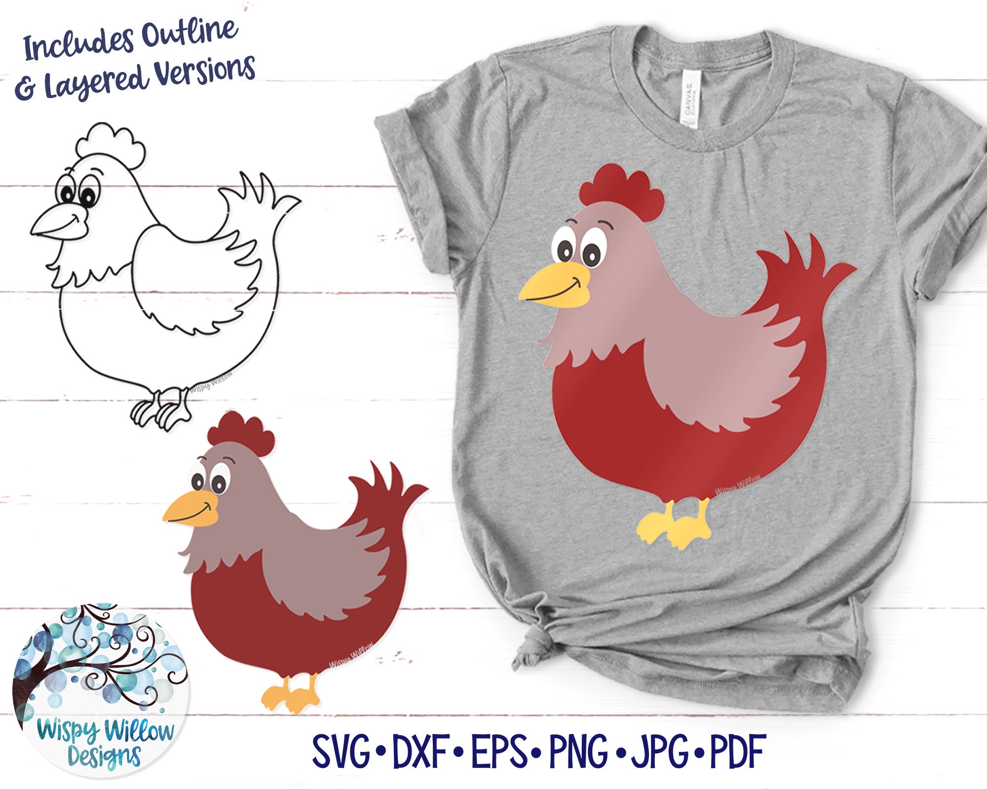 Download Chicken Svg Chicken Outline Layered Chicken Farm Animal Etsy