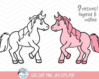 Baby Unicorn Outline SVG Cut File for Cricut Silhouette Magical Cute ...