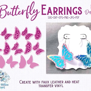 Butterfly Earring File for Cricut, Silhouette Vinyl Cutter, Butterfly Wing Earring SVG, Butterfly Earring SVG, Leather Earring, Earring Svg