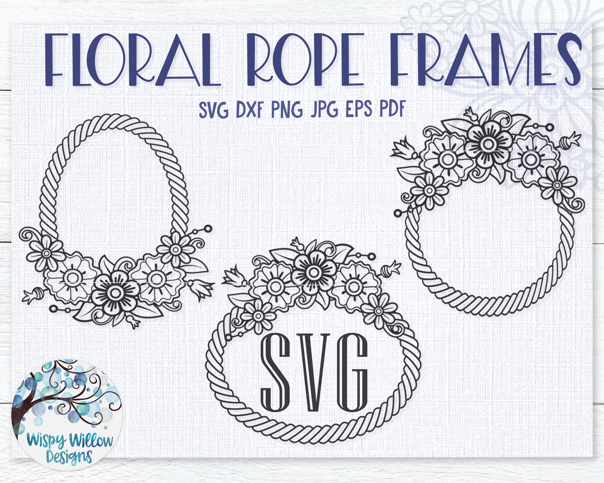 Download Floral Rope Frames Svg Bundle Monogram Frame Frame With Etsy
