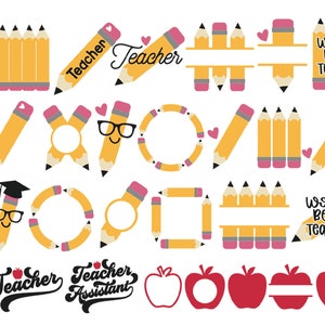 Teacher SVG Bundle for Cricut, Pencil Svgs, School Labels, Teacher ...