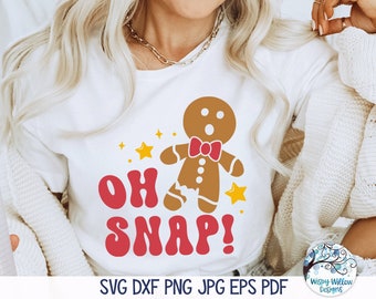 Oh Snap SVG para Cricut, biscoito engraçado de gengibre, Natal retrô bacana, PNG de sublimação engraçado, arquivo de corte de decalque de vinil