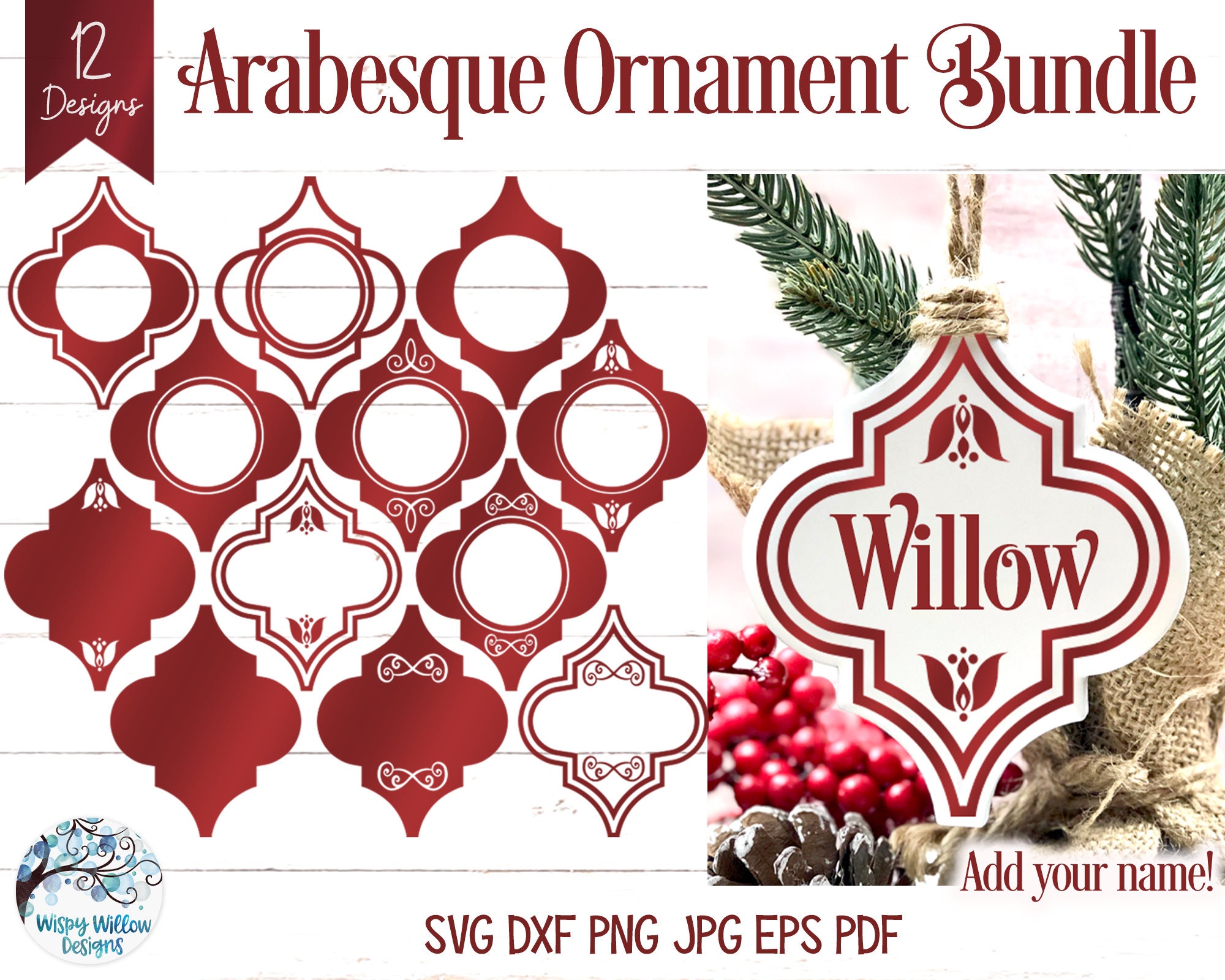 Set of 2 Arabesque Velvet Ornaments