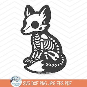 Squelette de renard SVG pour Cricut, forêt boisée squelette Animal OS Clipart JPG, automne Halloween PNG, mignon drôle de conception de renards d'Halloween