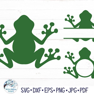 Rana SVG, silueta de rana arbórea SVG para Cricut, monograma de niño rana lindo, clipart de rana simple PNG, archivo de corte de calcomanía de vinilo de animal, JPG imprimible
