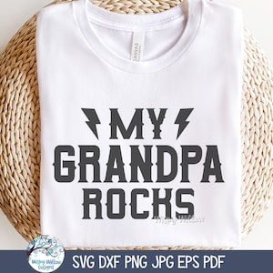 My Grandpa Rocks SVG para Cricut, Diseño de camiseta Rock N Roll PNG, Regalo del Día del Padre, Abuelo, Archivo de camisa para niños, Archivo de corte de calcomanía de vinilo
