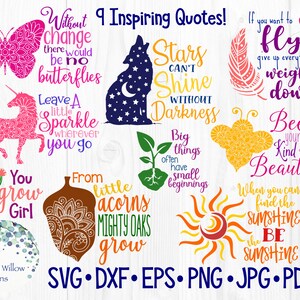 Inspirerende bundel, SVG, DXF, pdf, png, eps, jpg, citaat, citaten, empowerment, bemoedigend, opbeurend, mandala, eenhoorn, inspireren, machtigen, meisje