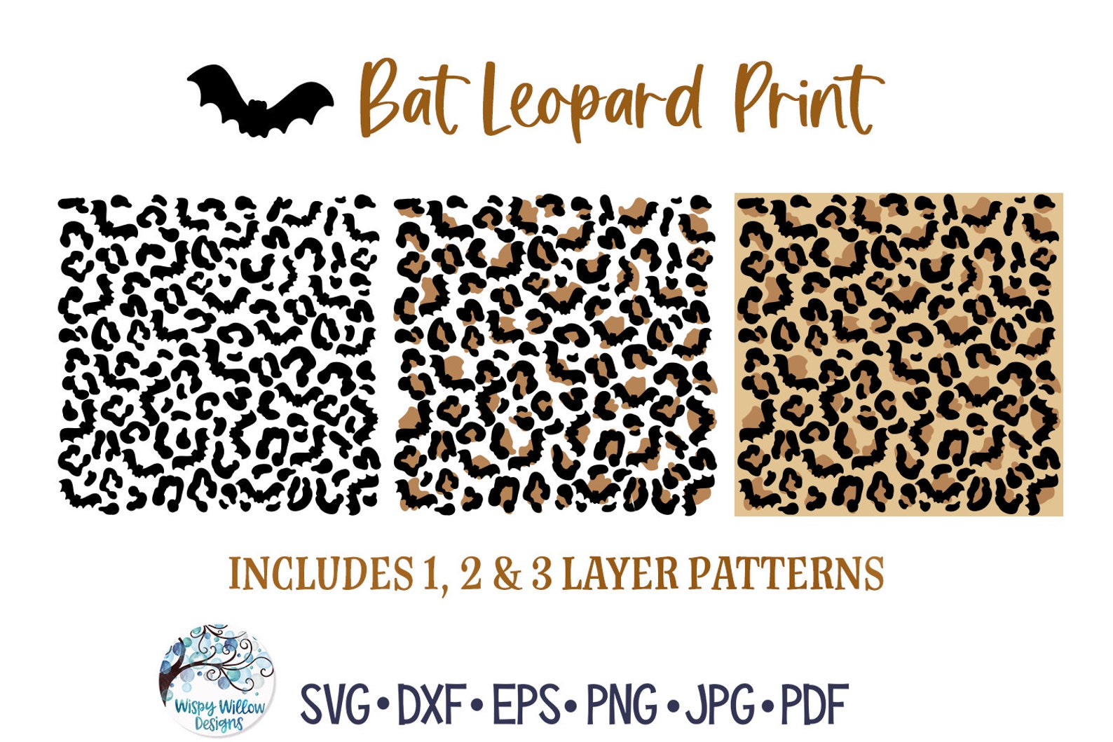 Bat Leopard Print SVG Bundle for Cricut Halloween Animal - Etsy