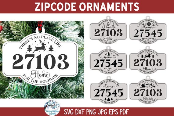 There's No Place Like Home For The Holidays SVG Bundle for Cricut, Zip Code Christmas Ornament, New Home, City, Vinyl and Laser Cut File
