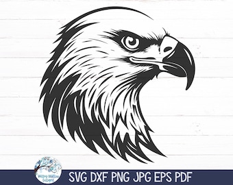 Bald Eagle SVG, Patriotic Fourth of July, All American Clipart JPG, Freedom, Bird Head Drawing, Vinyl Decal File for Cricut, Eagle Head Png