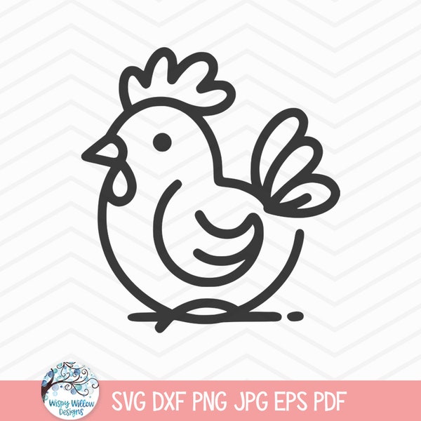 Pollo SVG para Cricut, Baby Chick Doodle Clipart PNG JPG, Spring Chicken Line Art, Animales de granja, Granja, Vida rústica en la granja, Minimalista