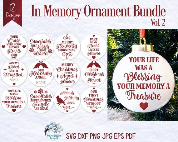 In Memory Christmas Ornament SVG Bundle Vol 2 Round Memorial | Etsy