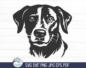 Labrador Retriever SVG, Lab Dog Face Clipart PNG, Dog Silhouette, Vinyl Decal File for Cricut, Cute Dog Head Drawing, Pet Lover JPG Dxf