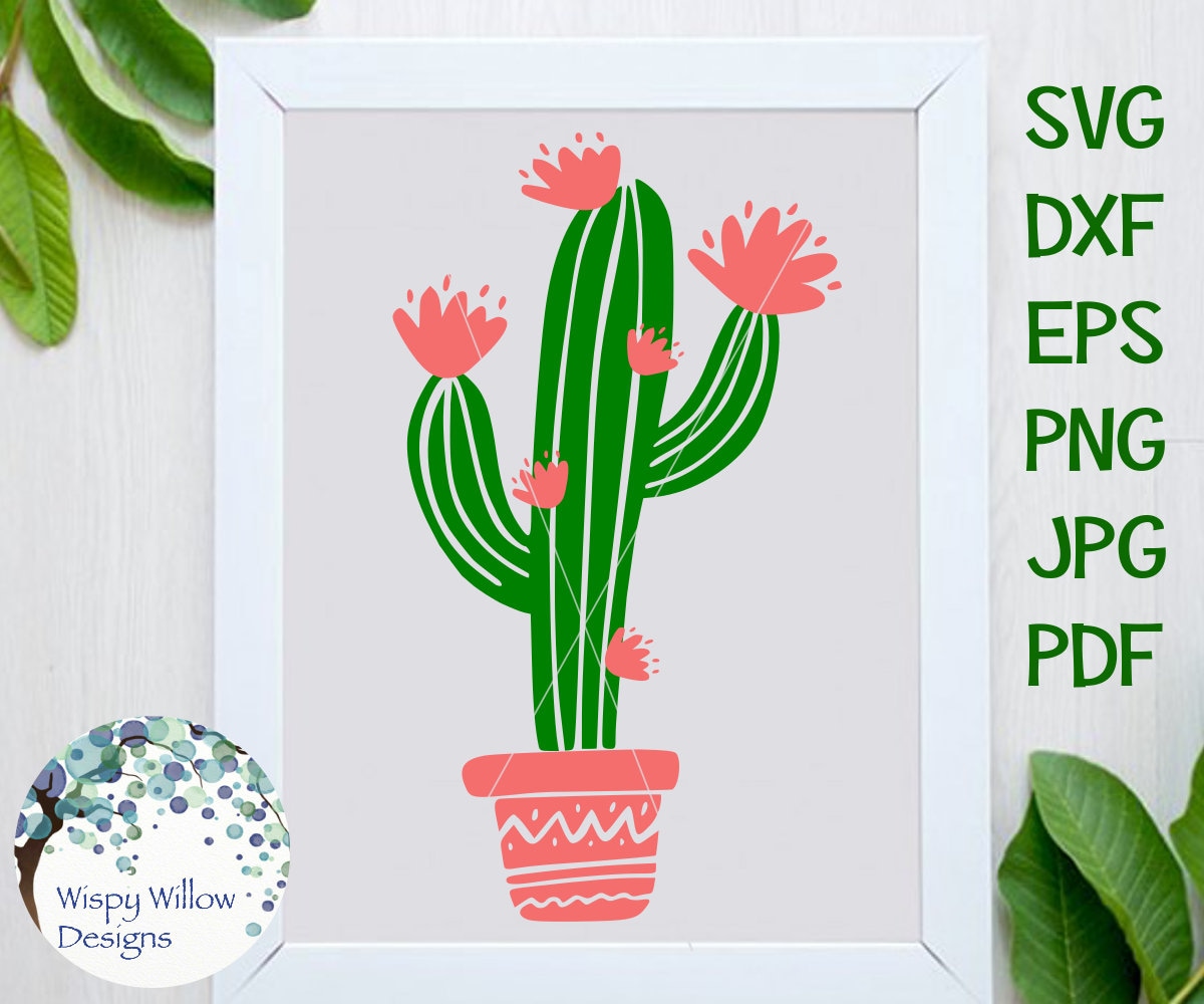 Floral Cactus SVG DXF png eps jpg Digital Download | Etsy