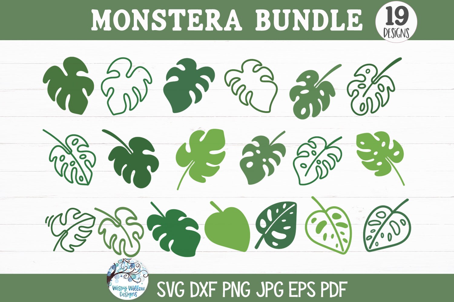 Monstera Leaf SVG Bundle for Cricut, Tropical Leaves Silhouette ...